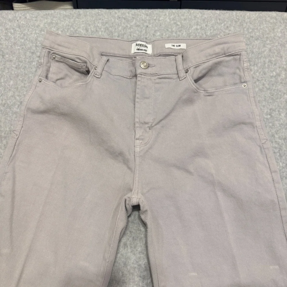 Kensie Vintage Luxe The Slim Jeans Purple Grey Raw Hem Straight Leg Womens 12/31